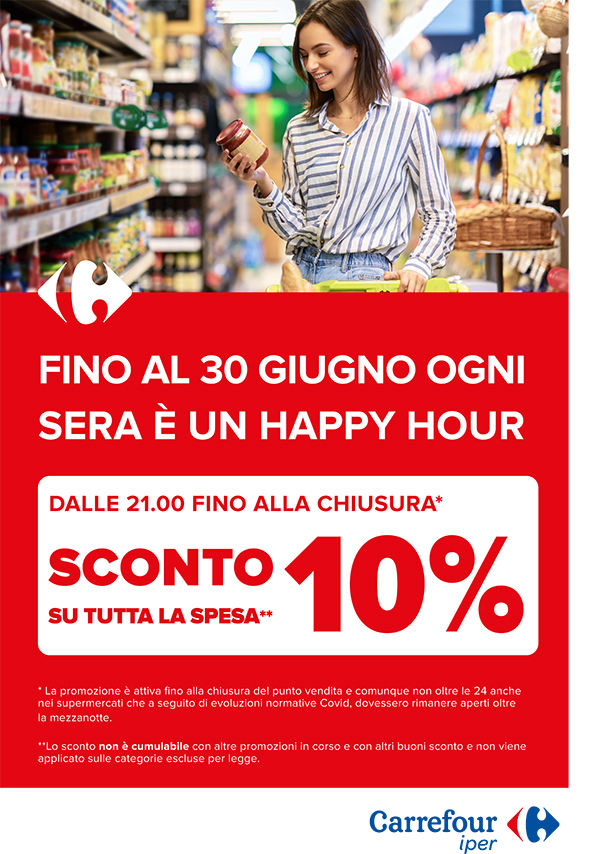 IPER_HAPPY HOUR – SCONTO 10 SULLA SPESA DOPO LE ORE 21